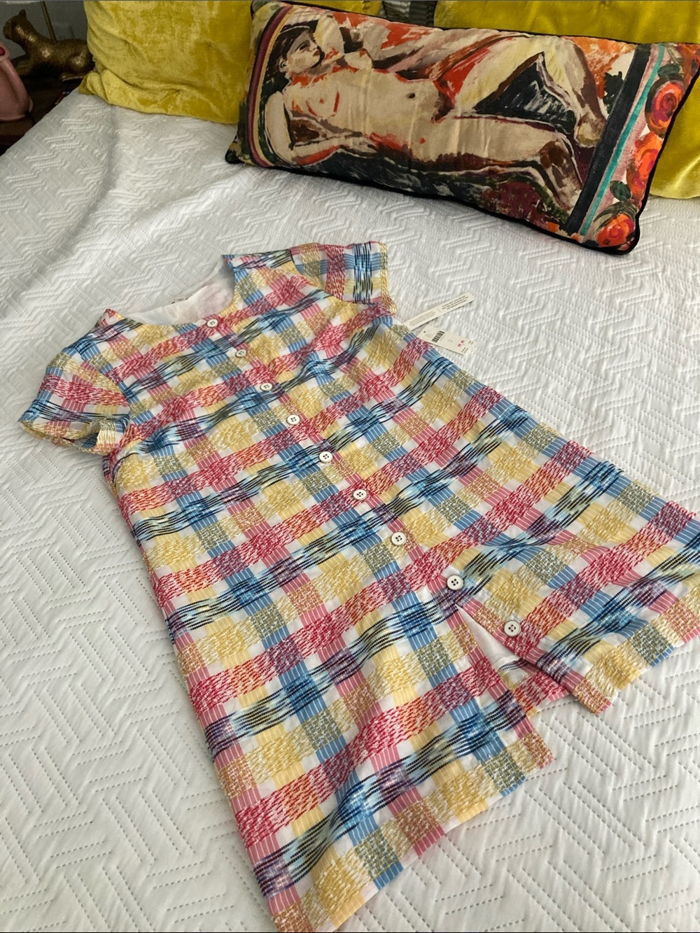 Anthropologie Multicolor Plaid Button-Front Dress
